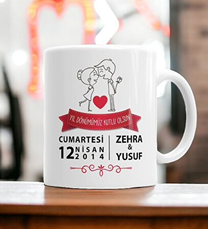 Hediyemi Tarihli Yıl Dönümü Kupa Bardak