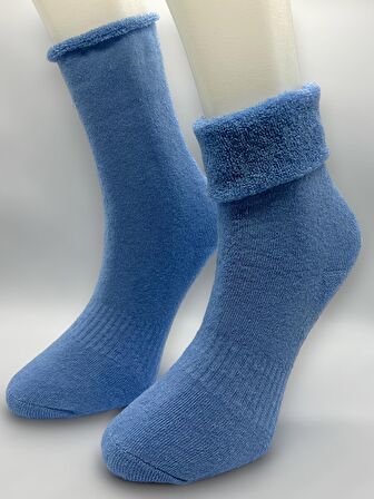 CİHO SOCKS 6 Çift Kadın Kışlık, Kalın, Kıvrık, Lastiksiz Termal Soket Çorap