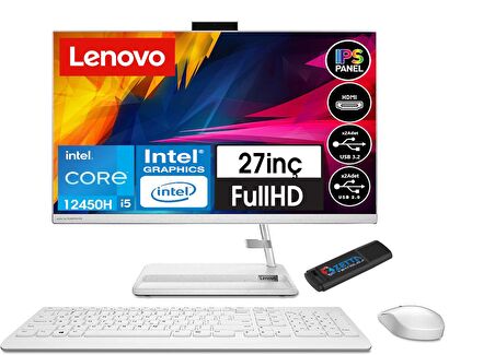 Lenovo Ideacentre Aıo 3 27IAP7 Intel Core I5 12450H 64gb 1tb SSD 27" Windows11Home AIO Masaüstü Bilgisayar BF0GJ00K7TX31+ZettaUsbBellek
