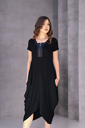 Önü Deri Garnili Bebekol Şalvar Elbise