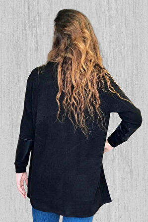 Pul Ve Suni Deri Detaylı Hırka