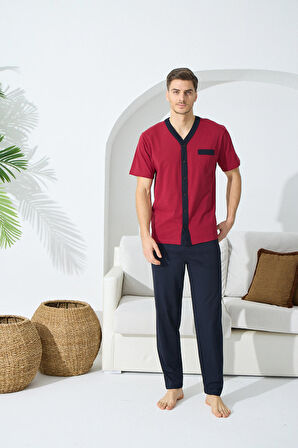 Kly 9510 Erkek Yazlık V-Yaka Pijama Takım