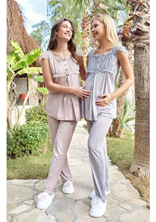 Bone Club 5603 Kadın Yazlık Lohusa Pijama Takım