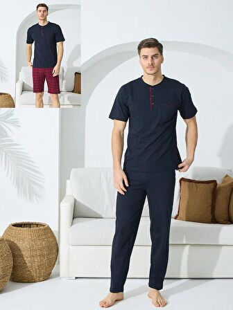 Kly 9600 Erkek Yazlık V-Yaka Pijama Takım
