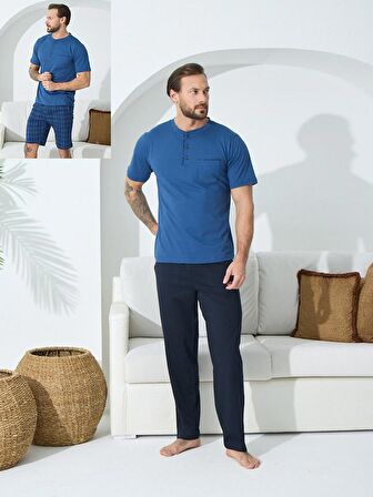 Kly 9600 Erkek Yazlık V-Yaka Pijama Takım