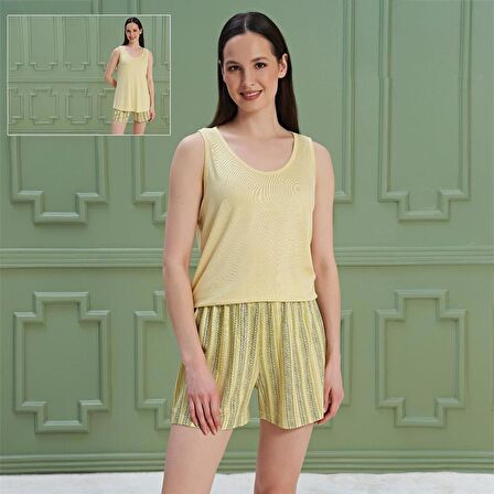 Over Sleep 1324 Kadın Viskon Şort Pijama Takım