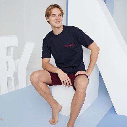 Kly 2011 Erkek O-Yaka Şortlu Pijama Takım