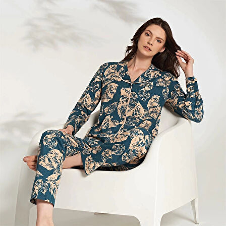 Miss Klein 1200 Kadın Kışlık Boydan Düğmeli Büyük Beden Pijama Takımı