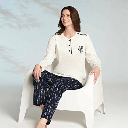 Miss Klein 1235 Kadın Kışlık Üç Düğme Pijama Takımı