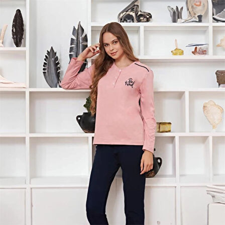 Miss Klein 1256 Kadın Kışlık Üç Düğme Büyük Beden Pijama Takımı