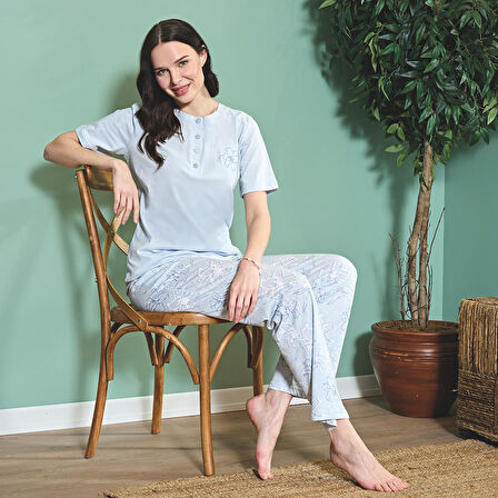 Over Sleep 1812 Kadın Kısa Kol Süprem Yazlık Pijama Takım