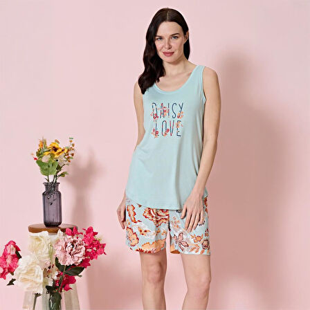 Over Sleep 1956 Kadın Şortlu Yazlık Viskon Pijama Takım