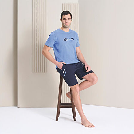 Over Sleep 1790 Erkek Yazlık Şortlu Kısa Kol Pijama Takım