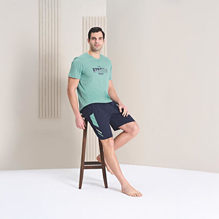 Over Sleep 1791 Erkek Yazlık Şortlu Kısa Kol Pijama Takım