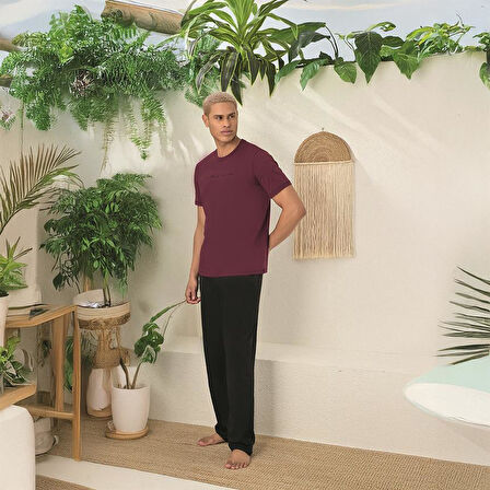 Elitepoint 1708 Erkek Yazlık Kısa Kol Uzun Alt Pijama Takımı