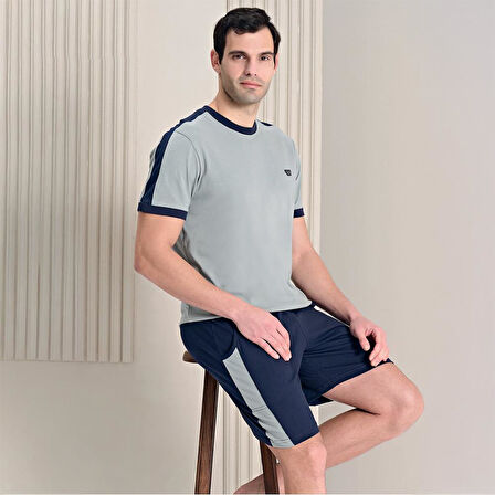 Over Sleep 1760 Erkek Kısa Kol Şortlu Yazlık Pijama Takım
