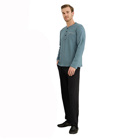 Elitepoint 1614 Erkek Ön Üç Düğmeli Cepli Kışlık Pijama Takım