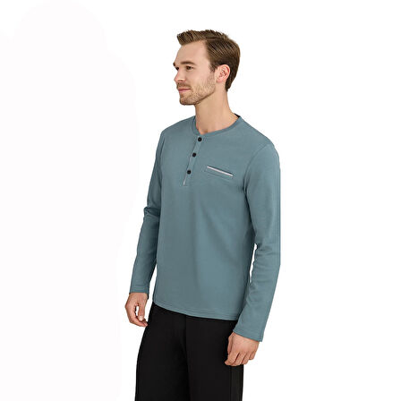 Elitepoint 1614 Erkek Ön Üç Düğmeli Cepli Kışlık Pijama Takım