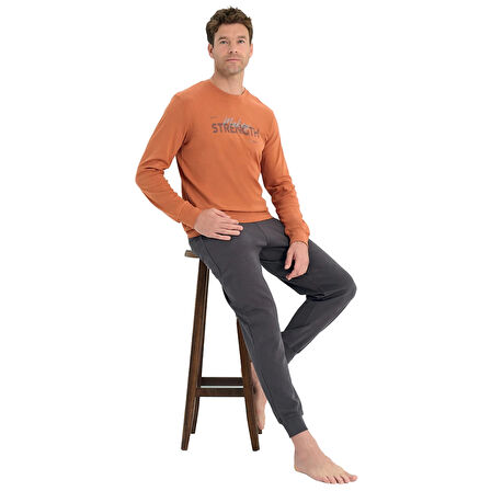 Over Sleep 2220 Erkek Kışlık Interlok Pijama Takım