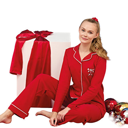 Over Sleep 3254 Kadın Önü Düğmeli Yı Pijama Takımı