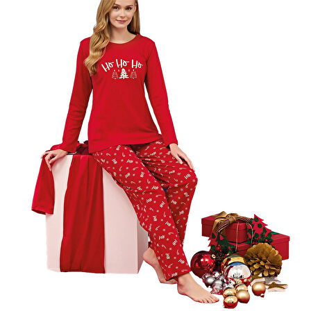 Over Sleep 3257 Kadın Yılbaşı Pijama Takımı
