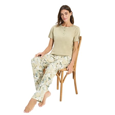 Over Sleep 3338 Kadın Modal Yazlık Pijama Takım (M-L-XL-2XL)