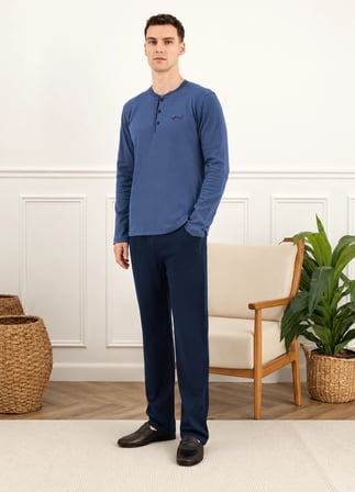 Elitepoint 1930 Erkek Ön Üç Düğmeli Cepli Kışlık Pijama Takım