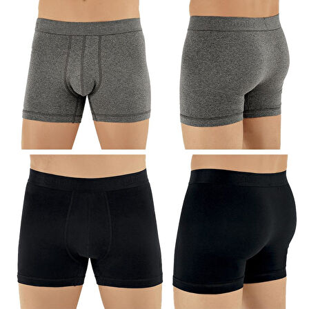 Şahinler E031 Erkek Likralı Boxer Külot 3Siyah-3Koyu Gri M