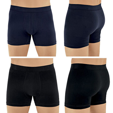 Şahinler E031 Erkek Likralı Boxer Külot 3Siyah-3Lacivert M