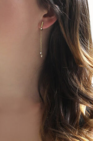 Dorika Sallantılı Altın Zincir Küpe