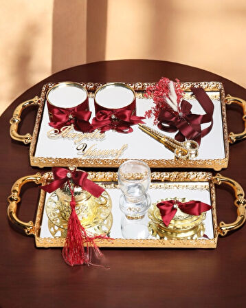 Affection Dantelli Gold Söz Nişan Tepsisi