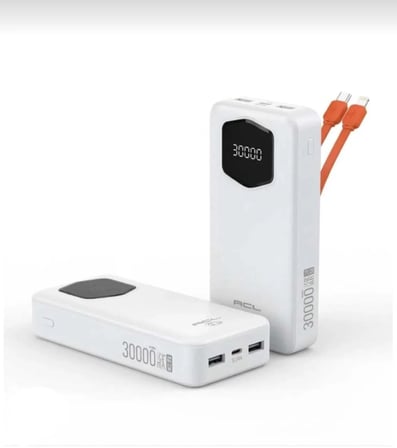 PW-138 30000 mAh 22.5W Hızlı Şarj Powerbank (Kendinden Kablolu Type-C & Lightning / LCD Göstergeli / 3A)