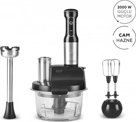 Karaca Mm Prosteel 2000w Cam Mutfak Robotu Siyah - Inox