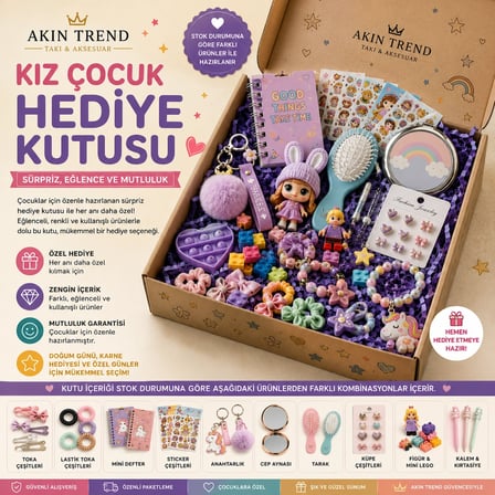 Kız Çocuk Hediye Kutusu – Sürpriz Hediye Seti, Oyuncak ve Aksesuar Kutusu