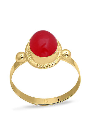 Modern Retro Altın Ruby Taşlı Yüzük