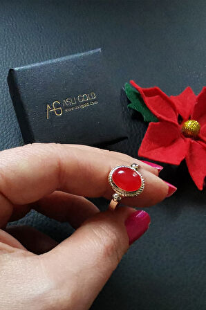 Modern Retro Altın Ruby Taşlı Yüzük