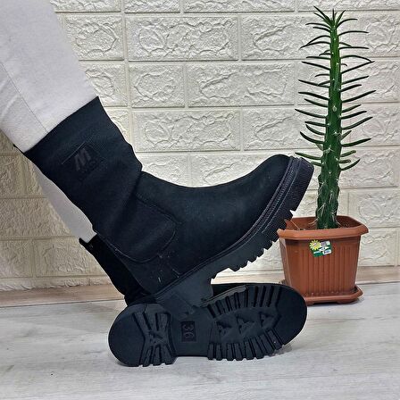 M.P 2746 Siyah Süet Bilekten Lastikli 27cm Kadın Bot