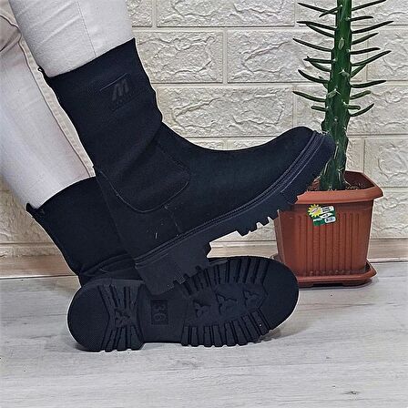 M.P 2746 Siyah Süet Bilekten Lastikli 27cm Kadın Bot