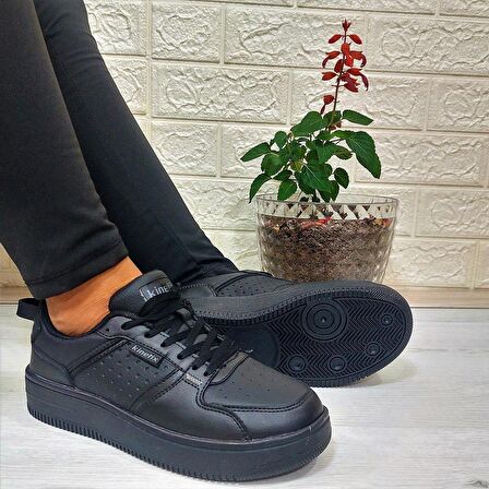 Kinetix Enner Pu Siyah Comfort Fuspetli Atom Sneaker Spor Ayakkabı