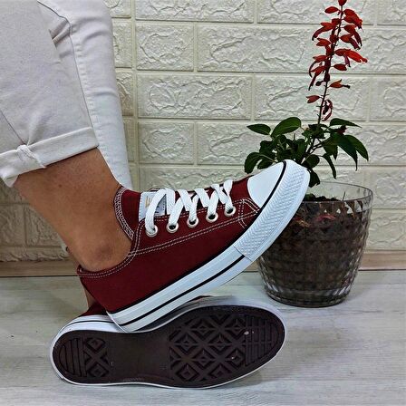 Fiyra 554 Bordo Kısa Unisex Sneaker Keten Spor Ayakkabı