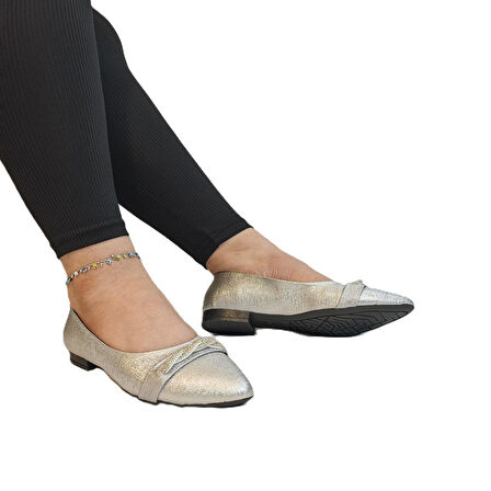 Fiyra 4006 Gümüş Örgü Taşlı Şık Düğünlük Günlük Kadın Babet