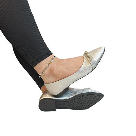 Fiyra 4006 Gümüş Örgü Taşlı Şık Düğünlük Günlük Kadın Babet