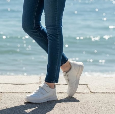 Black Sea 616 Beyaz Cırtlı Lastikli Fuspetli Bayan Spor Ayakkabı