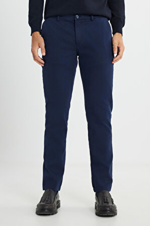 Slim Fit Dar Kesim Pamuklu Esnek Armürlü Yan Cep Pantolon