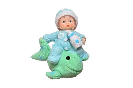 İpek Yıldızı® Decotown Hediyelik Sevimli Mavi Bebek Biblo Polyester Süs Eşyası