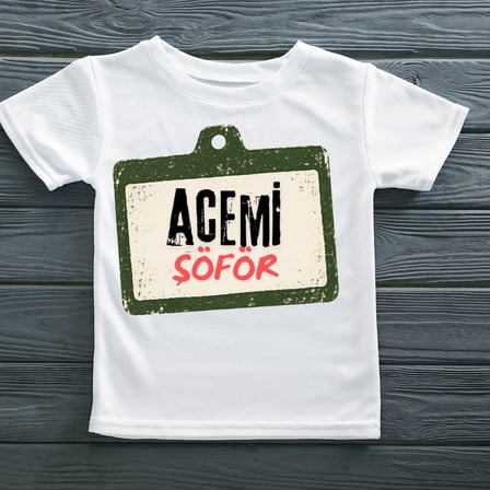 Acemi Şoför Baskılı Beyaz Tişört - Esprili Araba Hediyesi