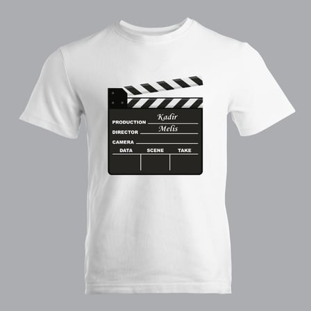 Kişiye Özel İsimli Sinema Klaketi Tasarım Tişört - Yönetmen Hediyesi