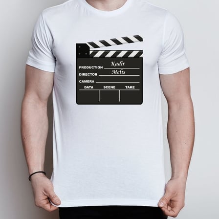 Kişiye Özel İsimli Sinema Klaketi Tasarım Tişört - Yönetmen Hediyesi
