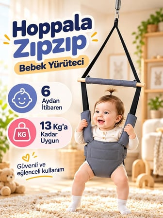 Zıpzıp Hoppala Su Iticili Süngerli Kumaş Yaylı Bebek Yürüteç Yüz Korumalı Bebek Kanguru