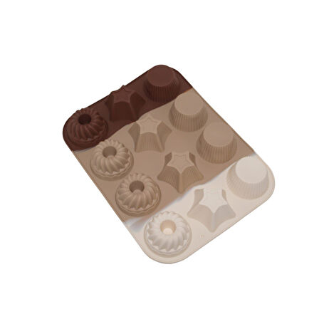 12 Bölmeli Silikon Kek Kalıbı Isıya Dayanıklı Kek Kapsülü Yapışmaz Donut Tart Kek Muffin Ekler Kalıbı 30-23 cm